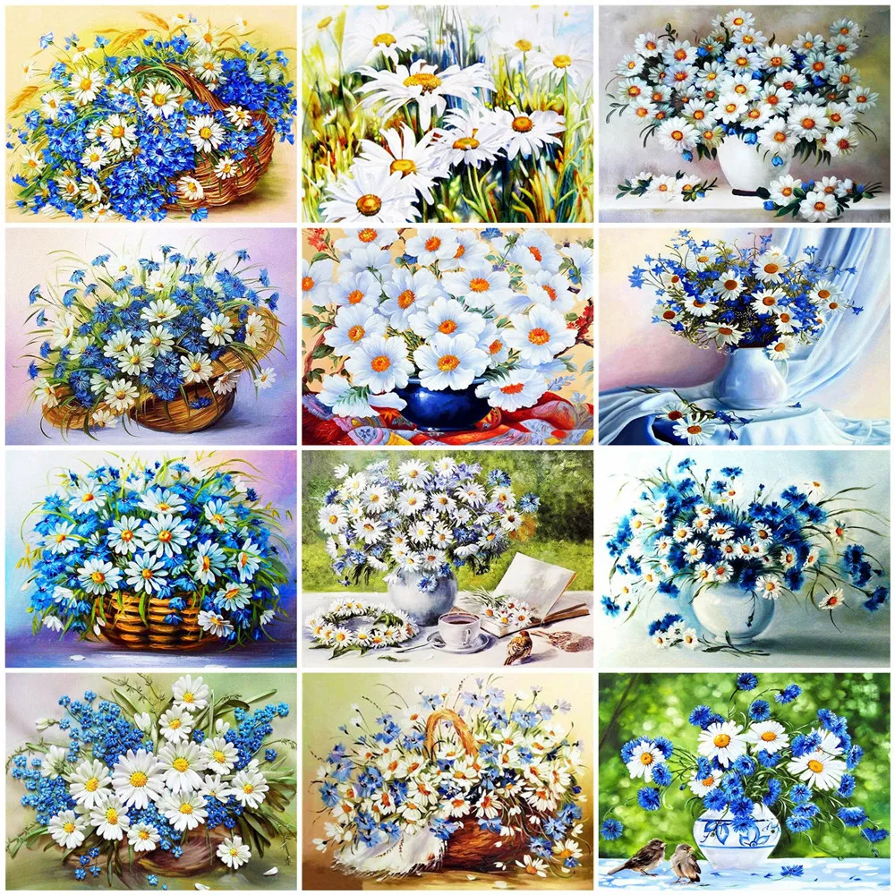 Huacan Diamond Embroidery 5D Daisy Vase DIY Painting Flower Mosaic Modular Pictures Home Decoration | Дом и сад