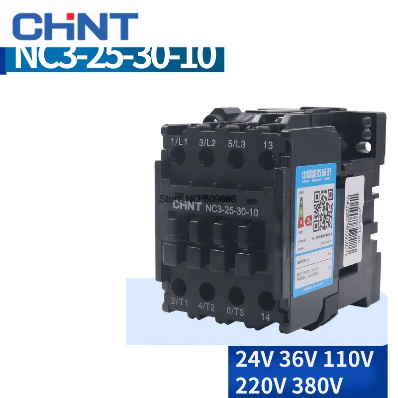 Contattore Ca Trifase Chnt Chint Contatto Argento Cjx8 B25 Nc3(Cj46)-25-30-10 220V 380V 3No1Nc