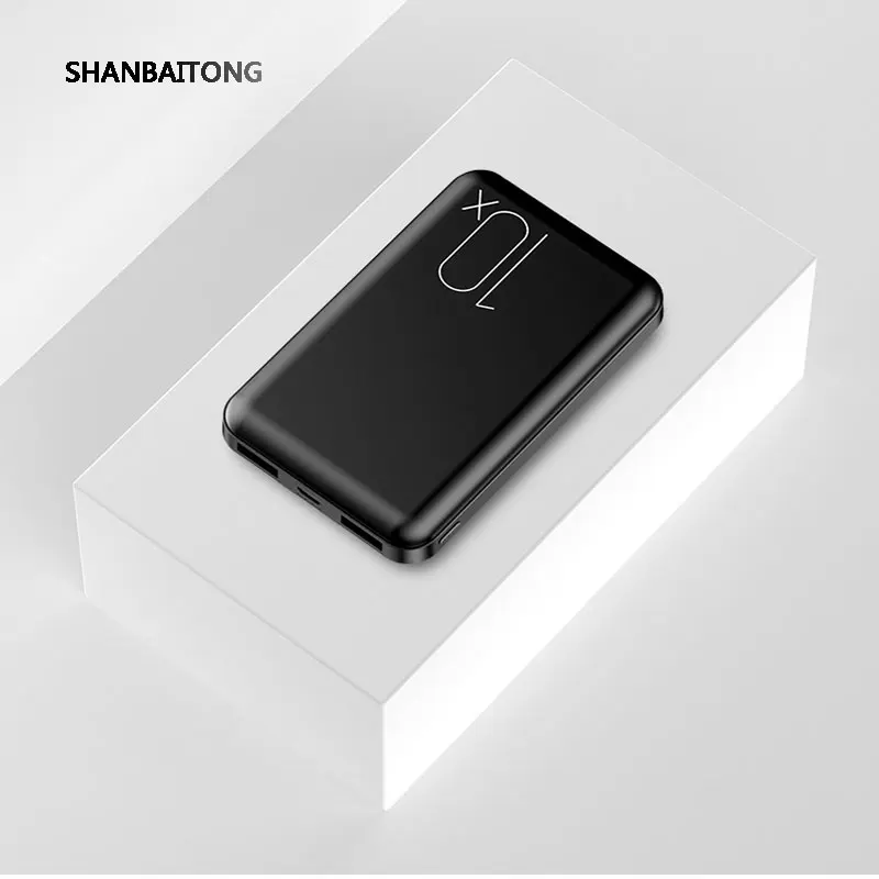 

SHANBAITONG 10000mAh Mini Power Bank Fast Charge Dual USB Portable Charging Powerbank External Battery For Samsung Xiaomi Iphone