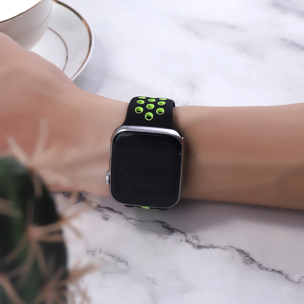 Silicone Strap For apple Watch band 44mm 42mm 40mm 38mm Breathable Accessories Sport watchband bracelet iWatch se 76543 45mm41mm