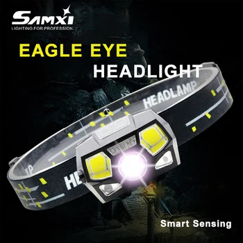 

USB Charging LED Headlamp Waterproof Sensor Headlight with COB As Running Head Light USB Fishing Head Torch Built-in Battery