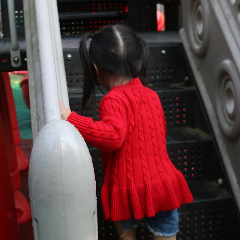 

2019 New Style Girls Autumn And Winter Pure Cotton Sweater Cardigan Kids' Sweater Linen Flower Color Coat Processing Customizabl
