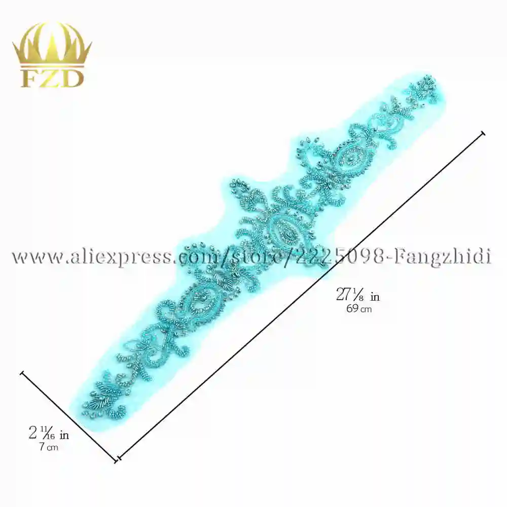 1 шт., ручная работа, шитье на кристаллах, бисерные нашивки, аппликация, стразы, отделка для свадьбы, свадебный пояс, сделай сам, дизайн - Цвет: Blue