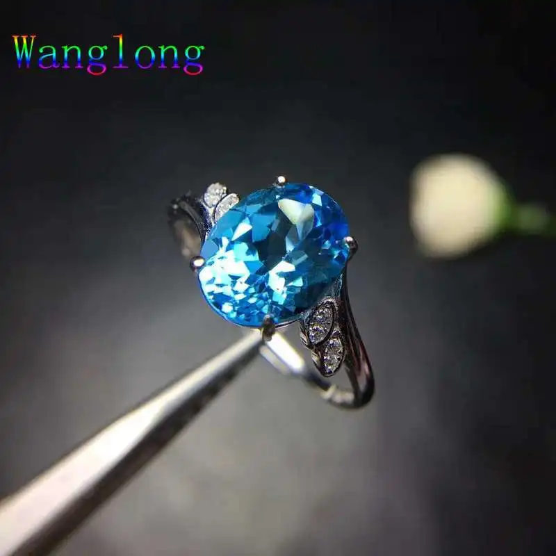 Wanglong серебро Натуральный топаз кольцо 6*8 мм Stlye для женщин Цвет ювелирные изделия