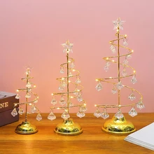 Christmas Tree Spiral Crystal Light LED Desk Table Lamp Bed Headlights Decoration New Year lights Accessories Holiday Lighting