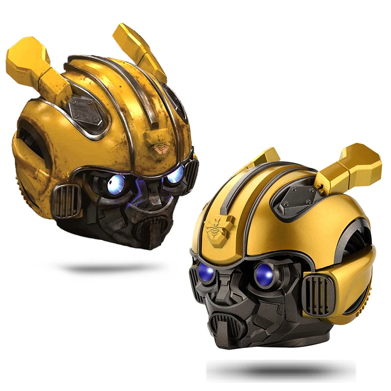 Mini High speed Transformer Bumblebee Helmet Wireless Bluetooth Speaker Loud LED 