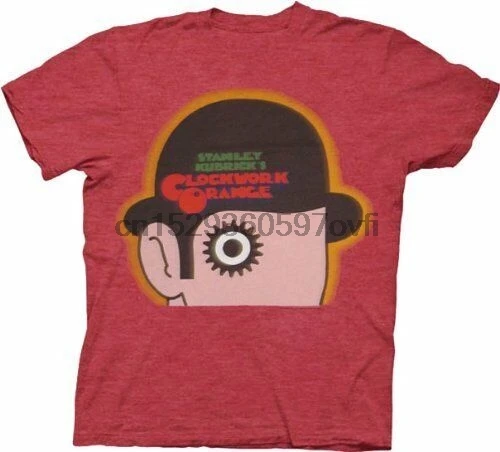 Adult Red Movie Stanley Kubricks A Clockwork Orange Logo Heather T-shirt Tee | Мужская одежда