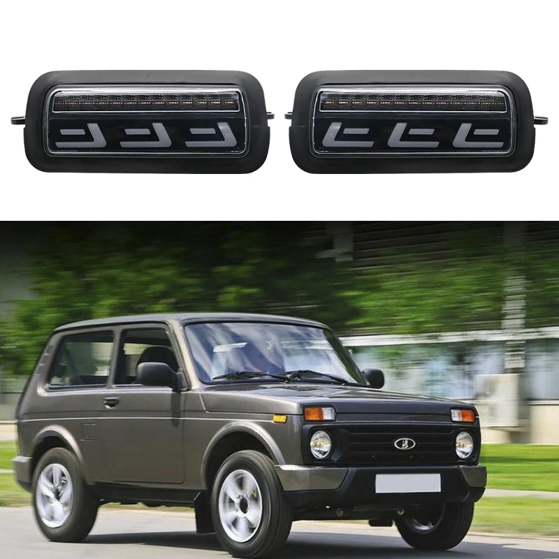 

New Led Headlight Daytime Running Lights For Lada Niva 4×4 1995-2019 with Running Turning Signal Light Lamp DRL