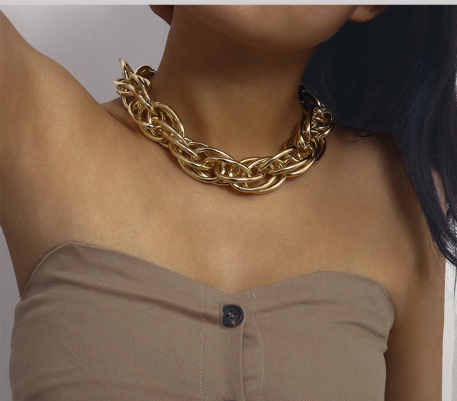 SHIXIN хип-хоп крупное короткое толстое ожерелье с цепочкой крупное панк массивное ожерелье s чокер воротник женское колье Femme