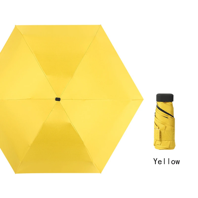 Yellow Мини пять складной зонт от солнца дождливый день карманный зонтик портативные Зонты складной зонт конфеты цвет путешествия дождевик - Цвет: Yellow