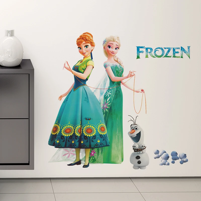 

Cartoon Disney Frozen 2 Olaf Elsa Anna Princess Wall Stickers For Kids Room Home Decor Girls Decals Anime Mural Art Movie Poster