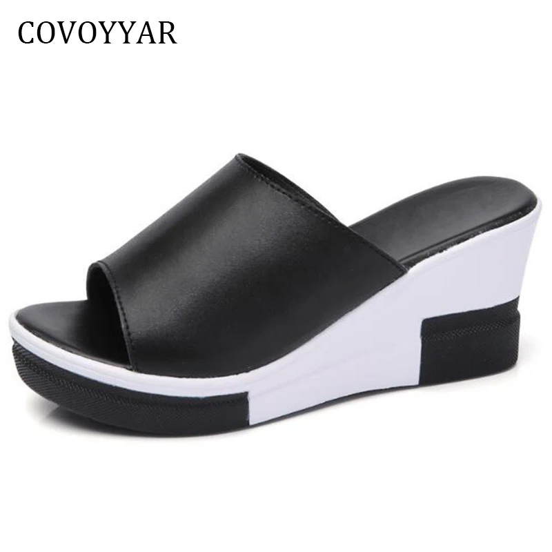 COVOYYAR 2021 Summer Women's Sandals Fashion Platform Wedge Slides Slip On Women Shoes Slippers Plus Size 40 WSS296 | Обувь