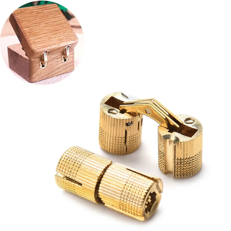 

2pcs Copper Barrel Hinges 8-16mm Concealed Cabinet Hidden Invisible Brass Door Hinges For Furniture Hardware Gift Box