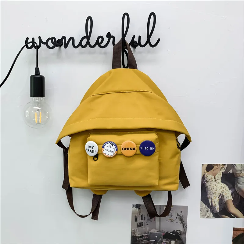 2021 Fashion Small Mini Women's Backpack for Girls School Bag Waterproof Nylon Japanese Casual Yellow Young Girl's Bag Female 