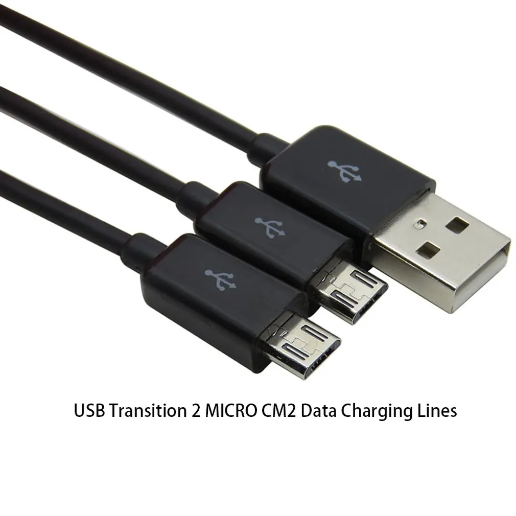 Высококачественный черный USB 2,0-Dual 2 Micro USB 2,0 Мужской y-разветвитель кабель для зарядки и передачи данных Шнур для зарядки мобильного кабеля