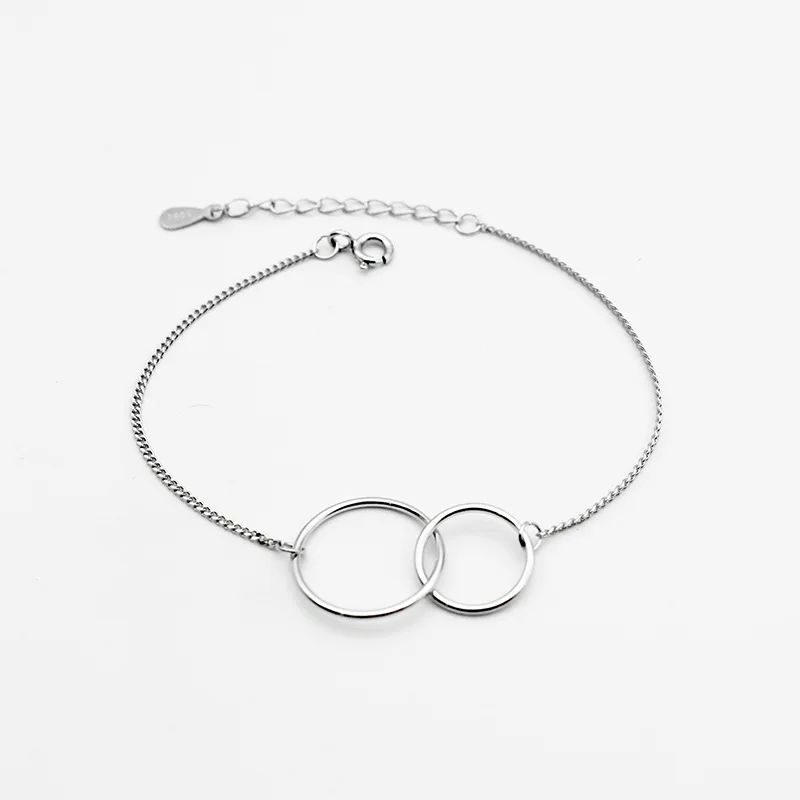 925 Sterling Silver Simple Double Ring Geometric Bracelet Women Korean Style Temperament Party Wedding Jewelry Accessories - Image 6