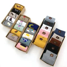 5 пар, носки для женщин носки Meia весело sun moon/ветряная мельница с изображением радуги, коттоновые носки с персонажами из мультфильмов носки "Погода"