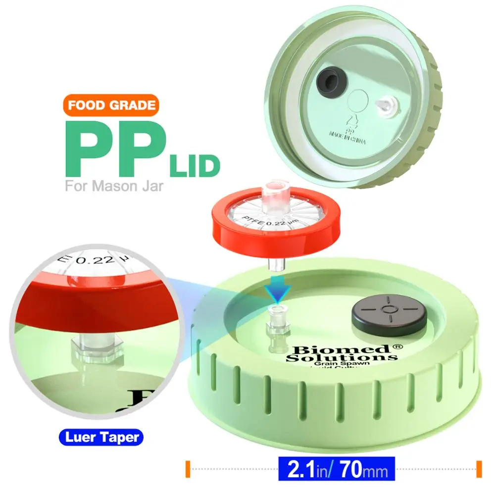 Mushroom Cultivation Lids 6PCS Liquid Culture Autoclavable 70mm Regular Mouth Jar Lids Heavy Duty Injection Port