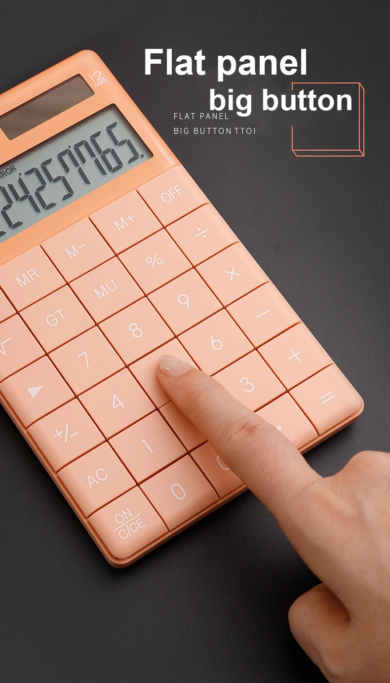 Calculatrice De Bureau 12 Chiffres - Grand écran, Grands Boutons - Alimentation Solaire Et Pile - Pour Maison, Bureau, école - 8