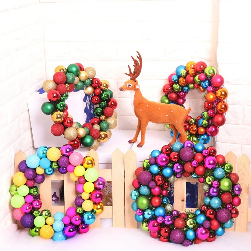 

Sparkling Christmas Ball Decorative Wreath Front Door Hanging Garland Christmas Decorations For Home Ornaments Random Type