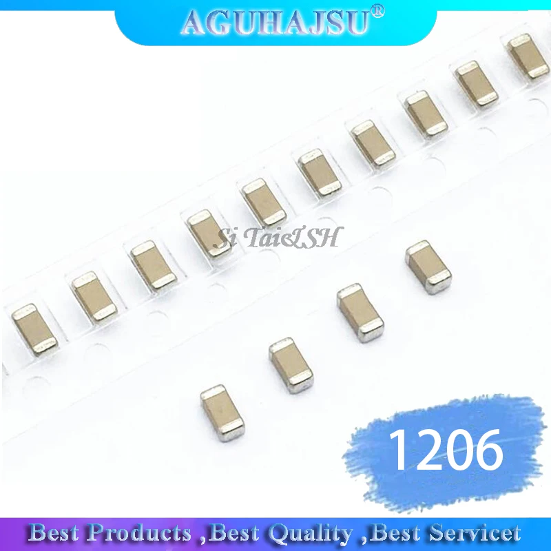 100 шт. 1 мкф X5R ошибка 10% 25 В 1206 105 smd конденсатор | Электронные компоненты и