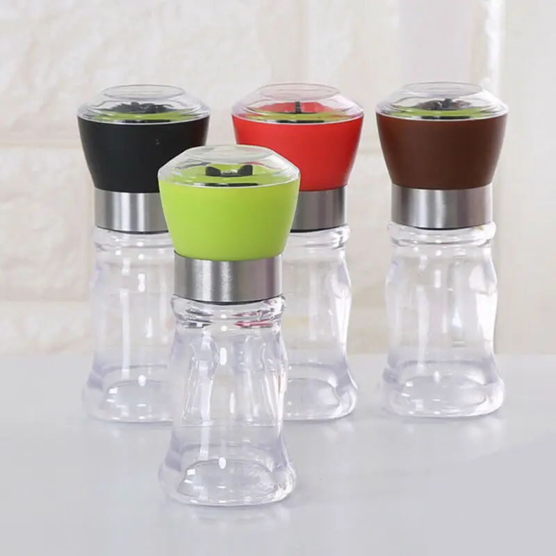 Largest supplier Manual Stainless Steel Brushed Mill Salt Pepper Grinder Plastic Bottle Kitchen
