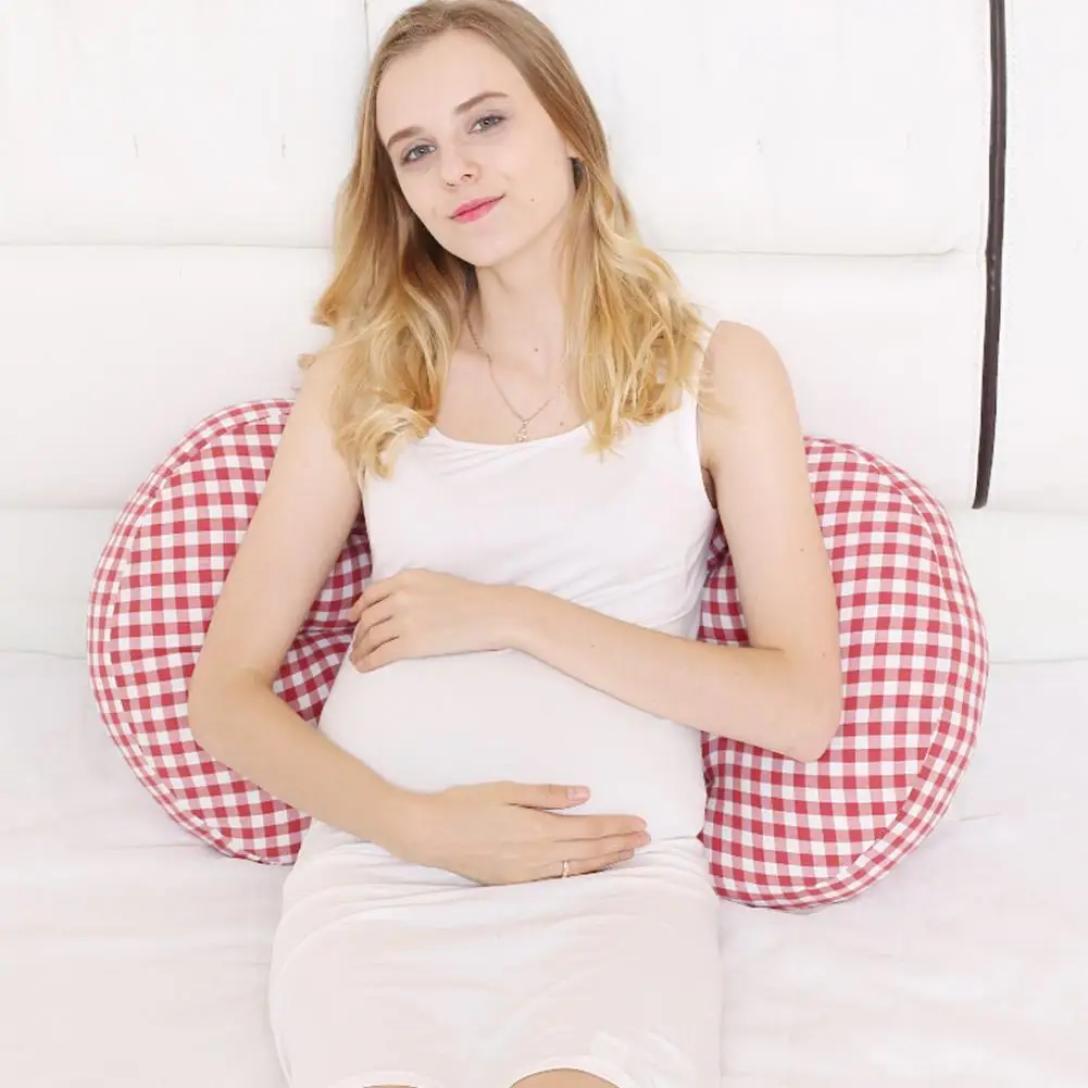 Multi-function U Shape Pregnant Women Pillow Belly Support Side Sleepers Plaid Pregnancy Body Pillows For Maternity
