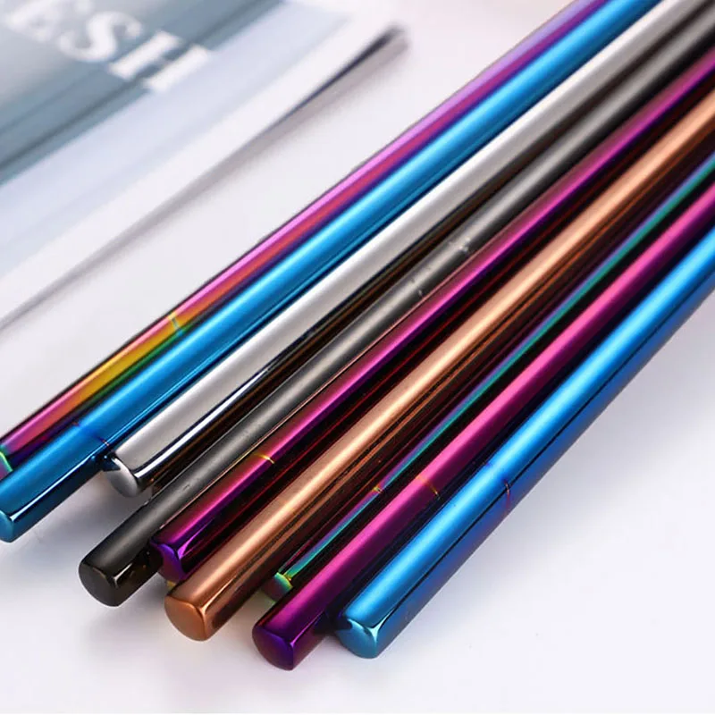 Многоразовые палочки для еды Mutil Color Металлические Пустые китайские ресторана