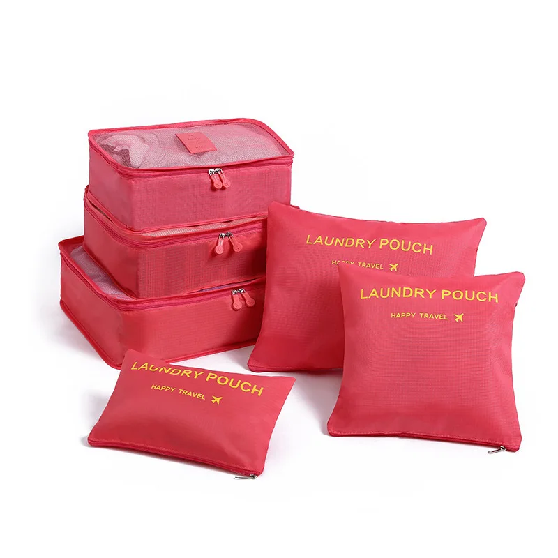 

6 PCS Travel Storage Bag Set for Clothes Tidy Organizer Wardrobe Suitcase Pouch Travel Organizer Bag Case Shoes Packing Cube Bag