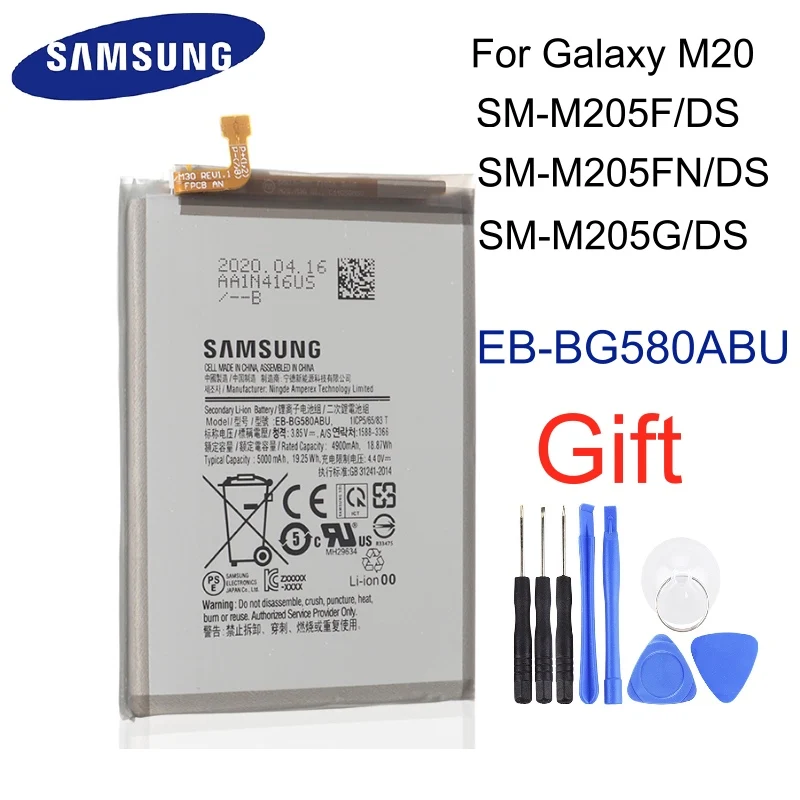 Samsung Подлинная батарея EB BG580ABU для Galaxy M20 SM M205F/DS M205FN/DS M205G/DS M205F 4900/5000mAh высокой