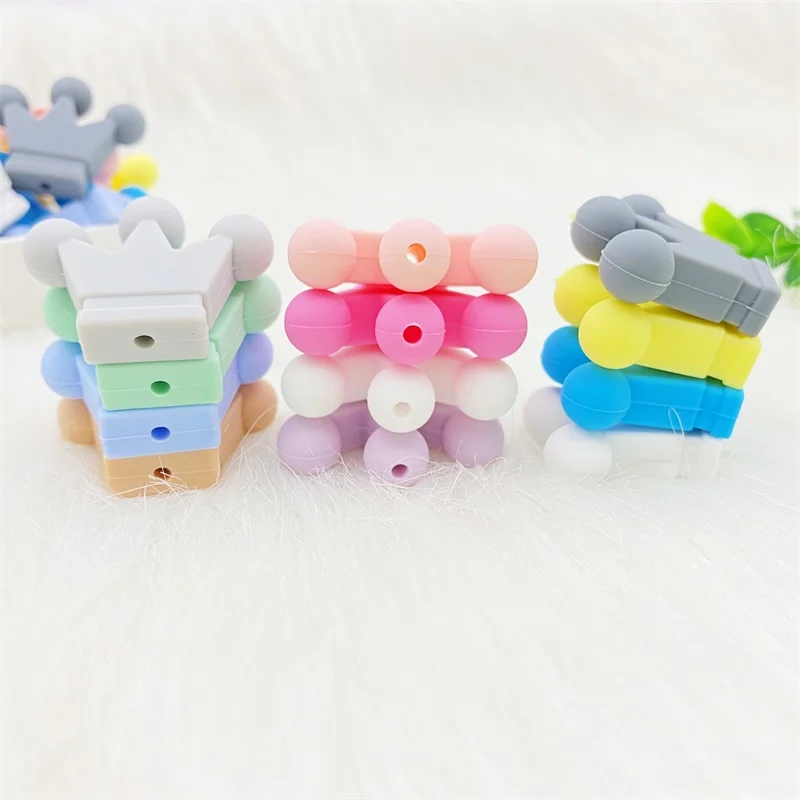 10pcs Food Grade Crown Silicone Beads Baby Teething Toys Silicone DIY Pacifier Chain Pendant Accessories Baby Teethers silicone teething toys silicone beads silicone teething beads