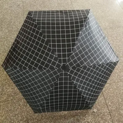 Black plaid Для женщин Мини солнцезащитный крем винил зонтик с обшивкой женский Портативный пять-складной карманный зонт бренд ветрозащитный зонтик детей - Цвет: Black plaid