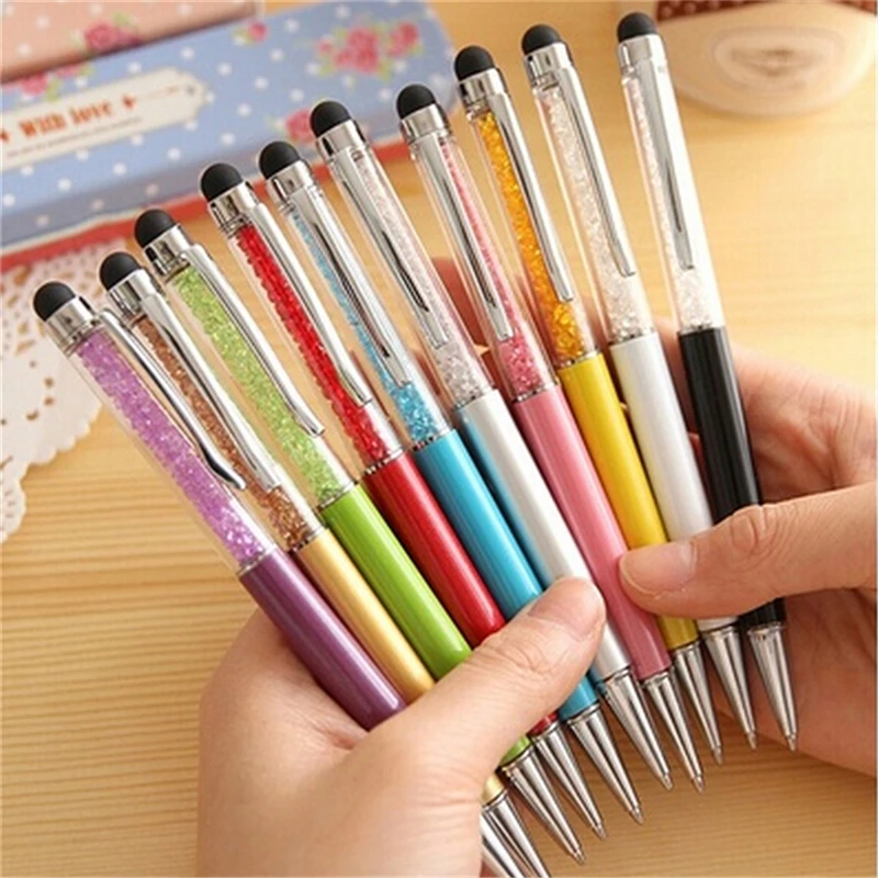 

Kawaii Cute Bling Crystal Diamond Ballpoint Pen Touch Screen Ballpen Stationery Canates Escolar School Writing Supplies