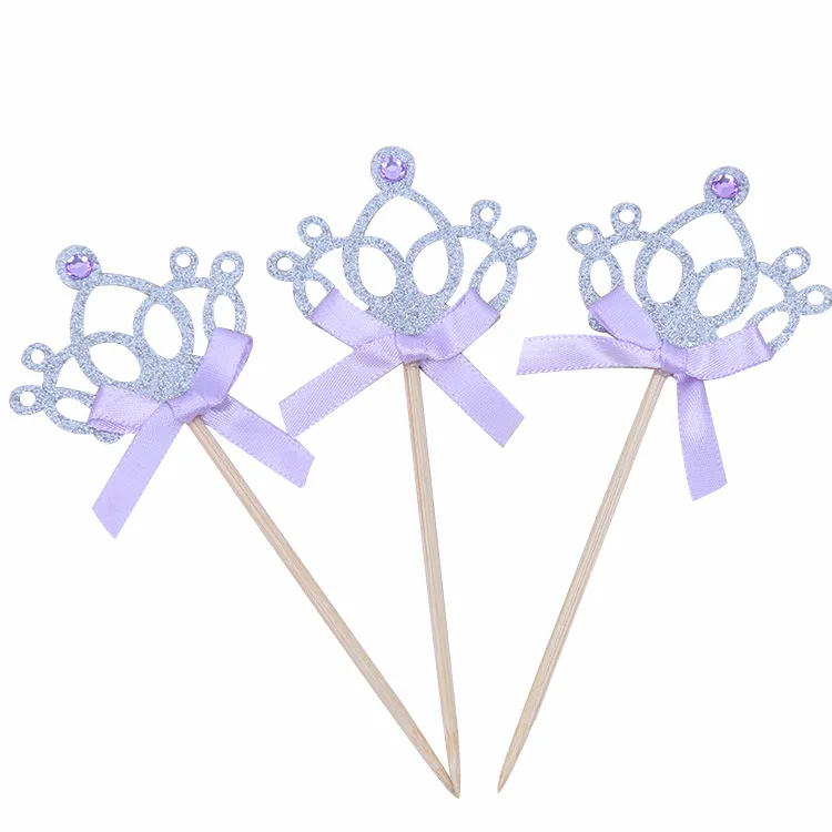 10pcs/lot Crown Cake Toppers Birthday Decoration Kids Baby Boy Girl Party Decoration Gold/Silver Cupcake Toppers Princess - Цвет: 10pcs silver