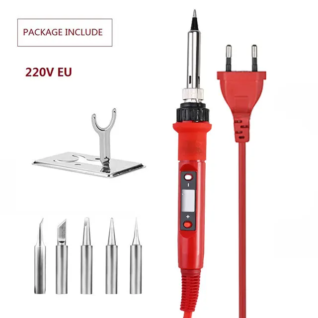 80W EU with LCD SET 220 В 80 Вт ЖК Электрический паяльник 110 В Регулируемая температура паяльник паяльная станция аксессуары от 200 до 450 по Цельсию - Цвет: 80W EU with LCD SET