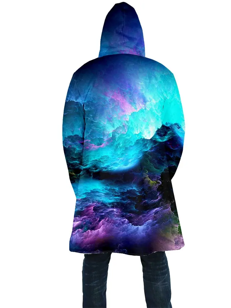 2024 Winter Herren Mantel Space Galaxy Paisley Nebula 3D Volldruck Fleece Kapuzenmantel Unisex Casual Dicke Warme Cape-Mantel PF54 – Detail 5