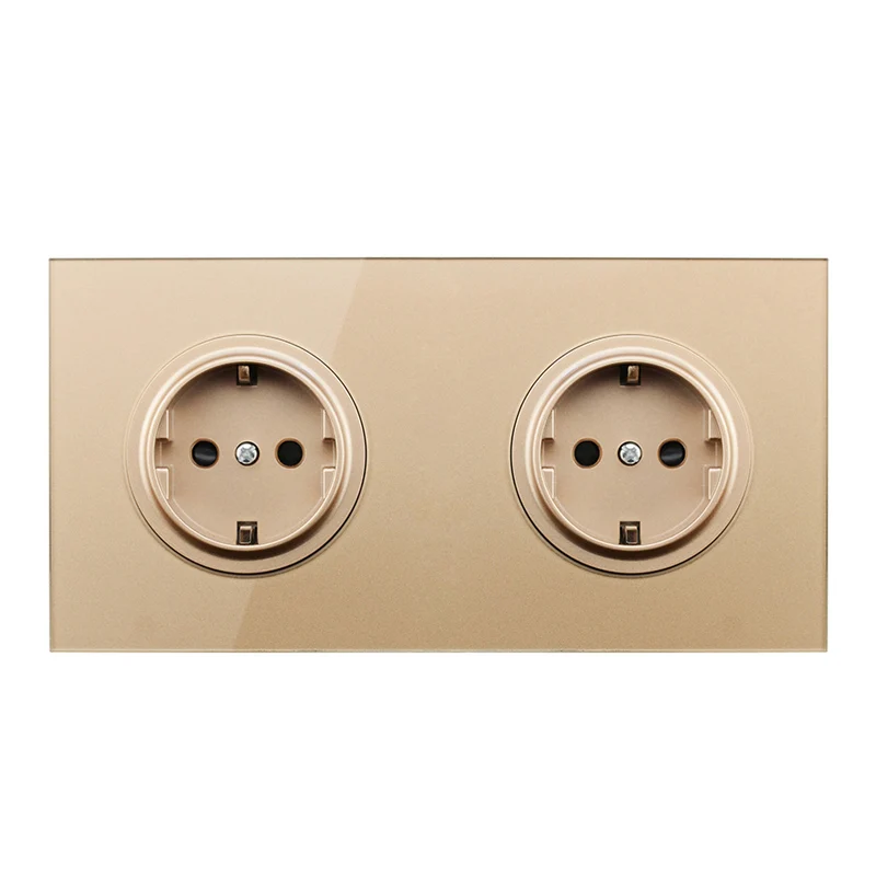 Double Socket Atlectric хрустальный стеклянный переключатель EU/DE/RU 16А розетка настенная розетка Хрустальная стеклянная панель 110-250 В настенная розетка - Тип: Double Socket