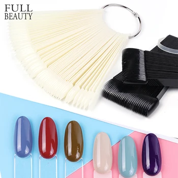 

1 Set False Nail Art Tips Color Full Card Round Nature Clear Fake Nail For Gel Polish Manicure Fan Practice Display Tool CHA23