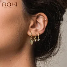ROXI Модные для ушей серьги-гвоздики женские в стиле панк сглаз круглые серьги-гвоздики для женщин ювелирные изделия из стерлингового серебра 925 пробы Boho серьги в форме листа