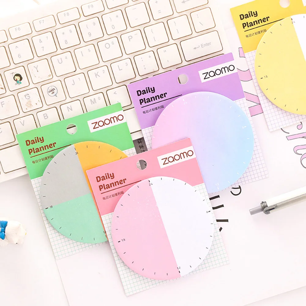 

1 Pcs Creative Daily Planer Sticky Notes Memo Pad Alarm Clock Gradient Self-Adhesive Stickers Stationery