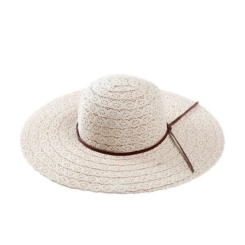 Панама Складная женская с бантом модная пляжная соломенная шляпа широкими
