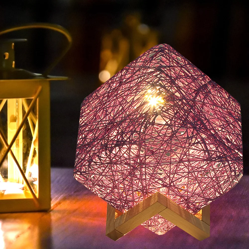 

Квадратный ночной Светильник из бамбука и ротанга, скандинавский простой Настольный светильник с проекцией звездного неба, украшение для дома