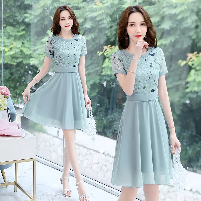 

Summer New Style Half-length Printed Elegant Slim Fit Comfortable Dress