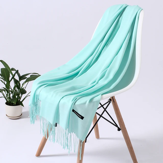 Fashion Solid Color 2021 Women Scarf Winter Hijabs Tessale Tassels Long Lady Shawls Cashmere Like Pashmina Hijabs Scarves Wraps FYR110-27