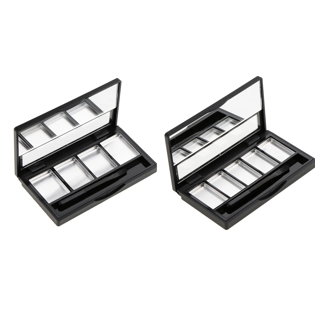 2pcs Makeup Cosmetics Empty DIY Palette Box Eyeshadow Blush Container Case Lipstick Box with Mirror & Brush    