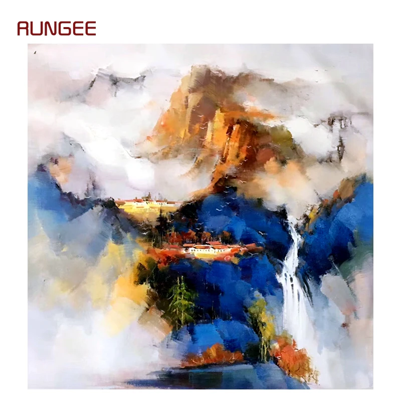 KOWELL 100% Handpainted Abstract Mountain Oil Painting On Canvas Art Gift Home Decor Living Room Wall Art Frameless Picture KOWELL 100% Handpainted Abstract Mountain Oil Painting On Canvas Art Gift Home Decor Living Room Wall Art Frameless Picture