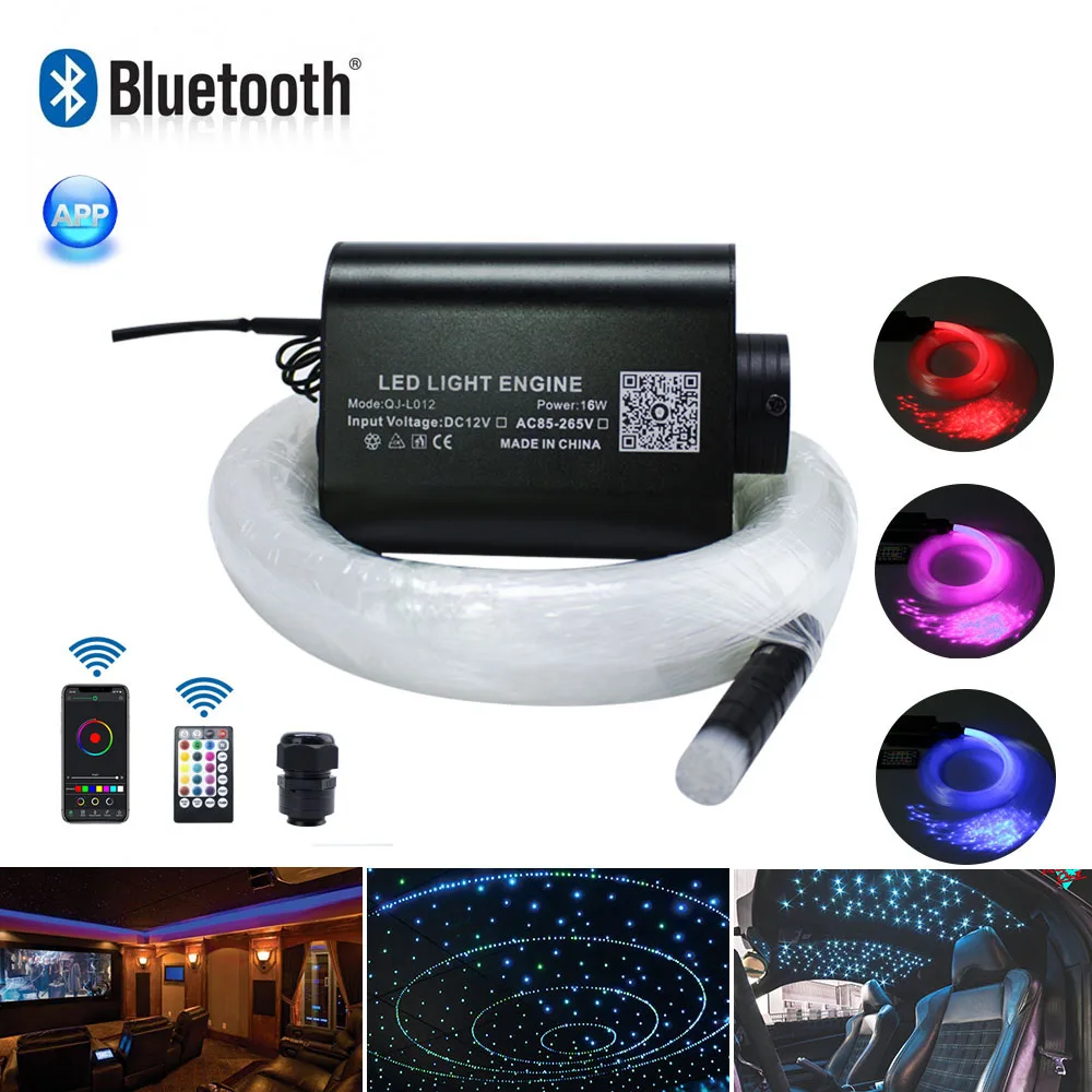 

Sound Active Fiber Optic Lights Bluetooth APP Control 16W RGBW RF Controller Optical Fiber Cable Star Effect Ceiling Light