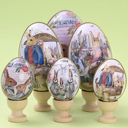 Easter Eggs Shaped Tinplate Case Gift Box Color Rabbit Candy Tin Boxes Spring Easter Home Party Decoration Kids Gift Packaging