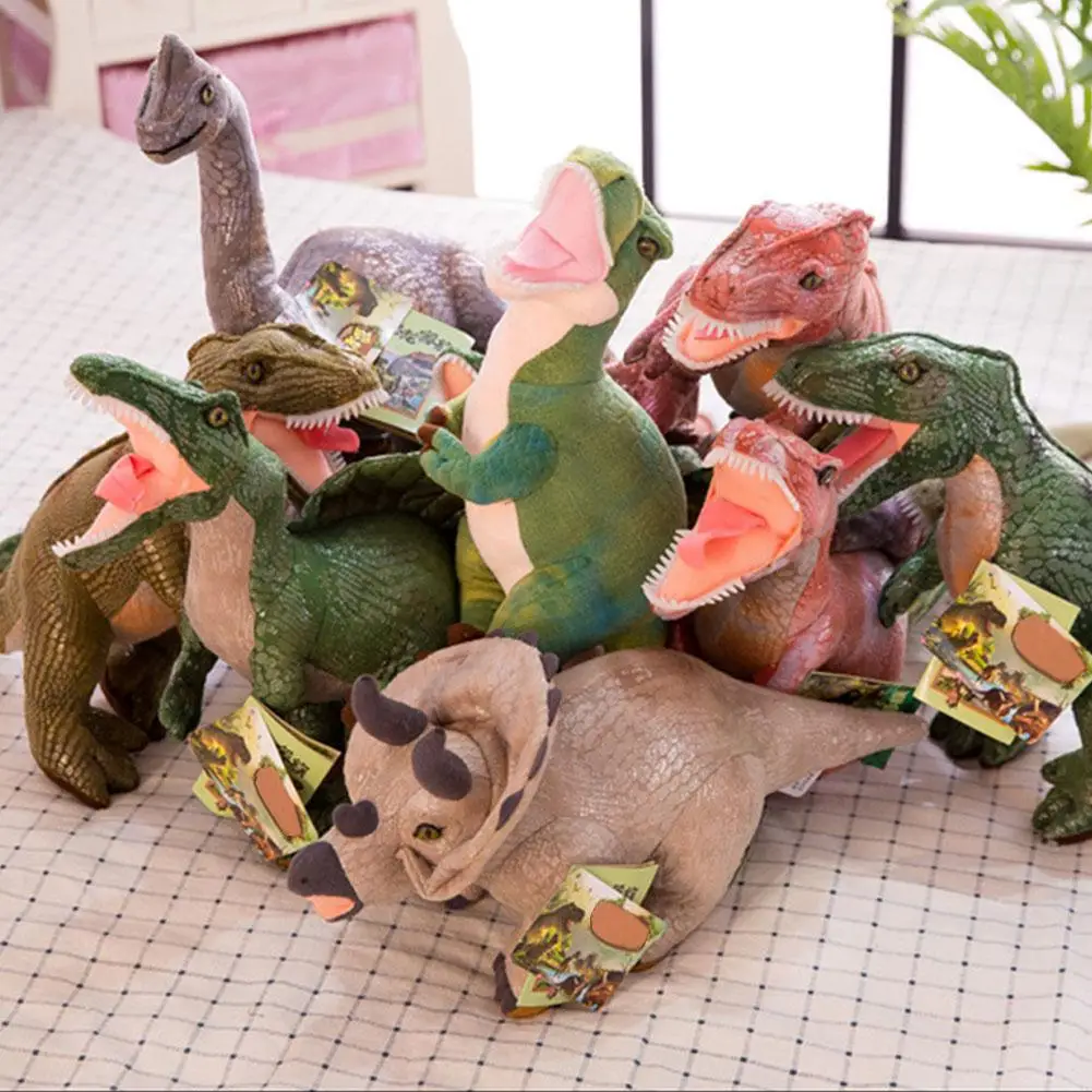 

New Dinosaur Plush Toys Cartoon Tyrannosaurus Double Crown Dragon Triangle Cute Stuffed Toy Dolls for Kids Children Boys Birthda