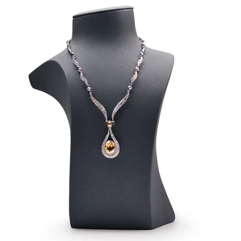 

Exquisite Leather Necklace Display Stand Jewelry Bust Model Show Case Holder